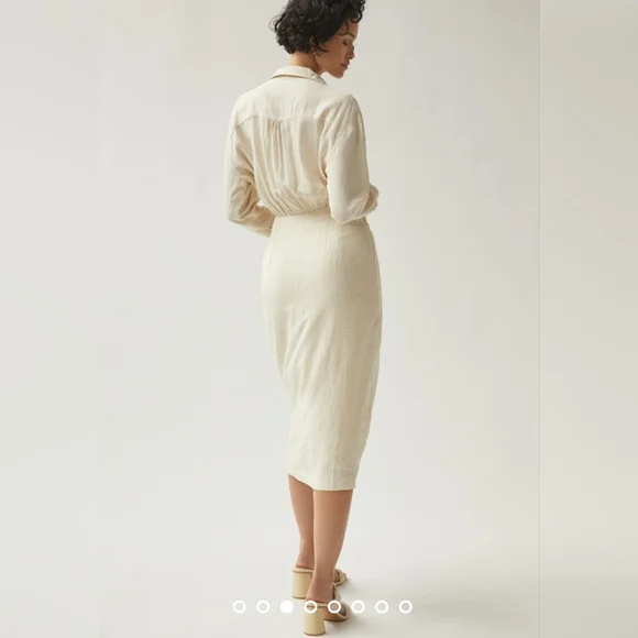 Anthropologie V-neck knot Front Midi Dress - Picture 4 of 13